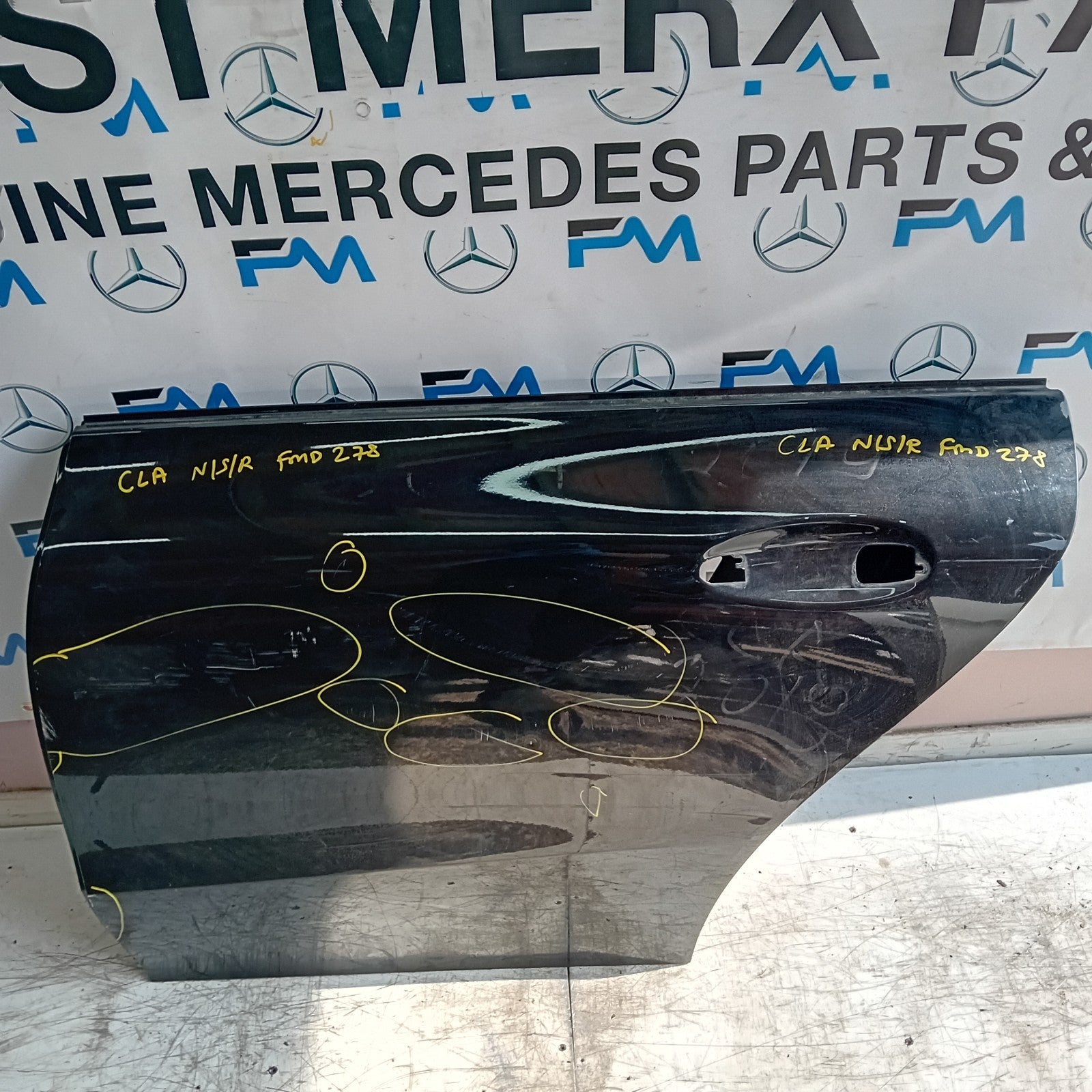 MERCEDES BENZ CLA W118 PASSENGER REAR SIDE DOOR NSR 2019 ON BLACK FMD278