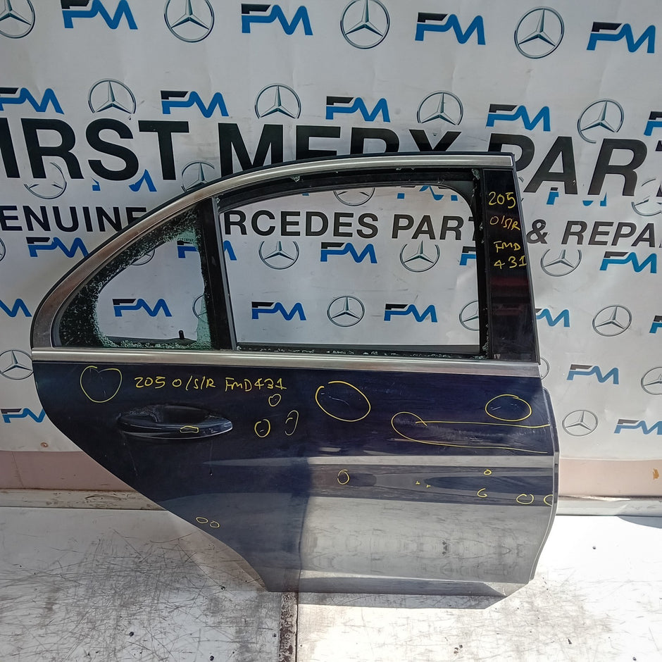 MERCEDES C-CLASS W205 SLN DRIVER REAR DOOR OSR BLUE 2014 ON COMPLETE FMD431