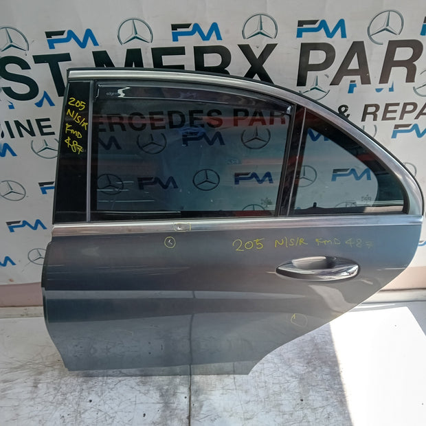 MERCEDES C-CLASS W205 PASSENGER REAR DOOR NSR 2014 GREY COMPLETE FMD487