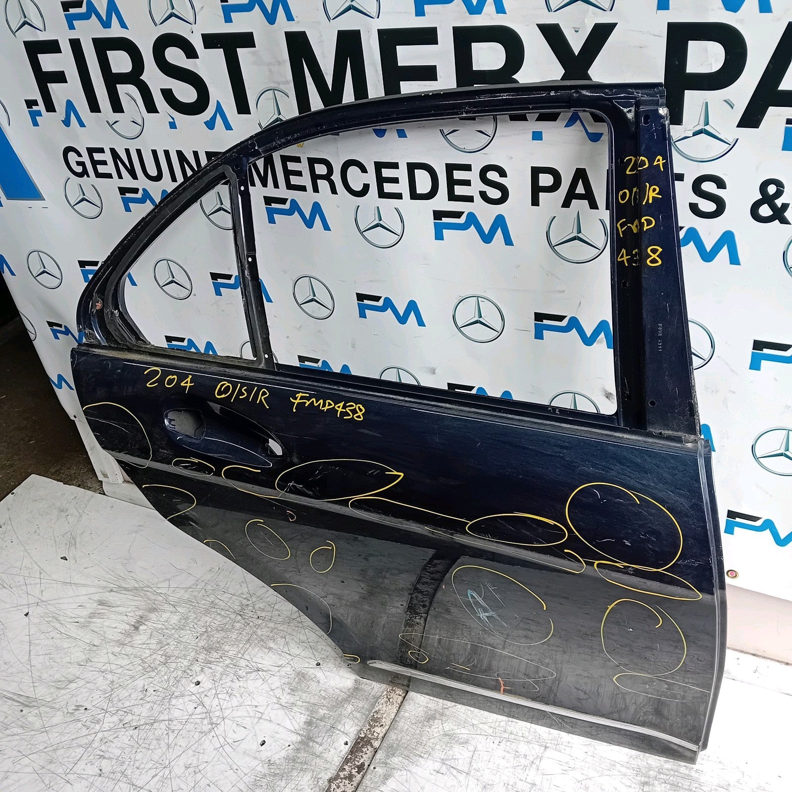 MERCEDES C-CLASS W204 SLN DRIVER REAR DOOR OSR BLUE 2009-2014 FMD438