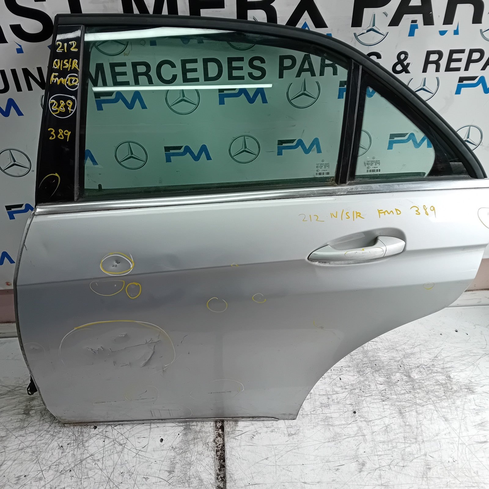 MERCEDES E-CLASS W212 DRIVER REAR DOOR OSR  2009-16 SILVER COMPLETE FMD389