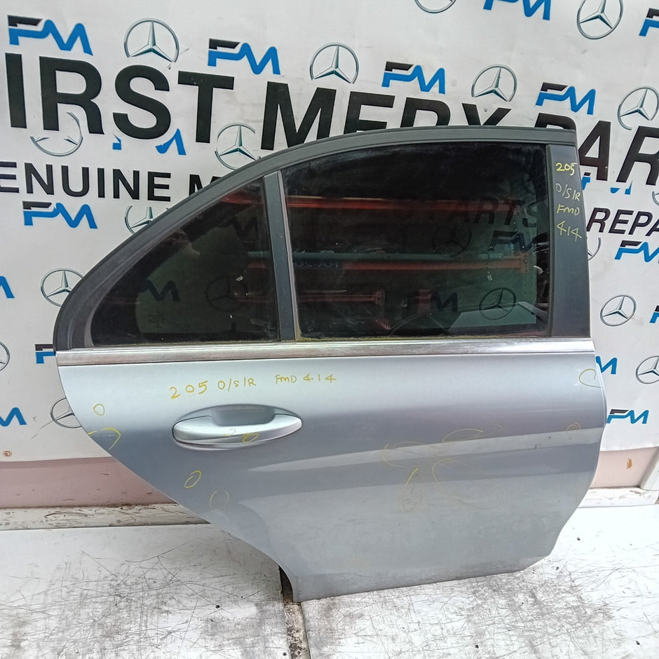 MERCEDES C-CLASS W205 DRIVER REAR DOOR OSR SILVER COMPLETE 2014 ON FMD414