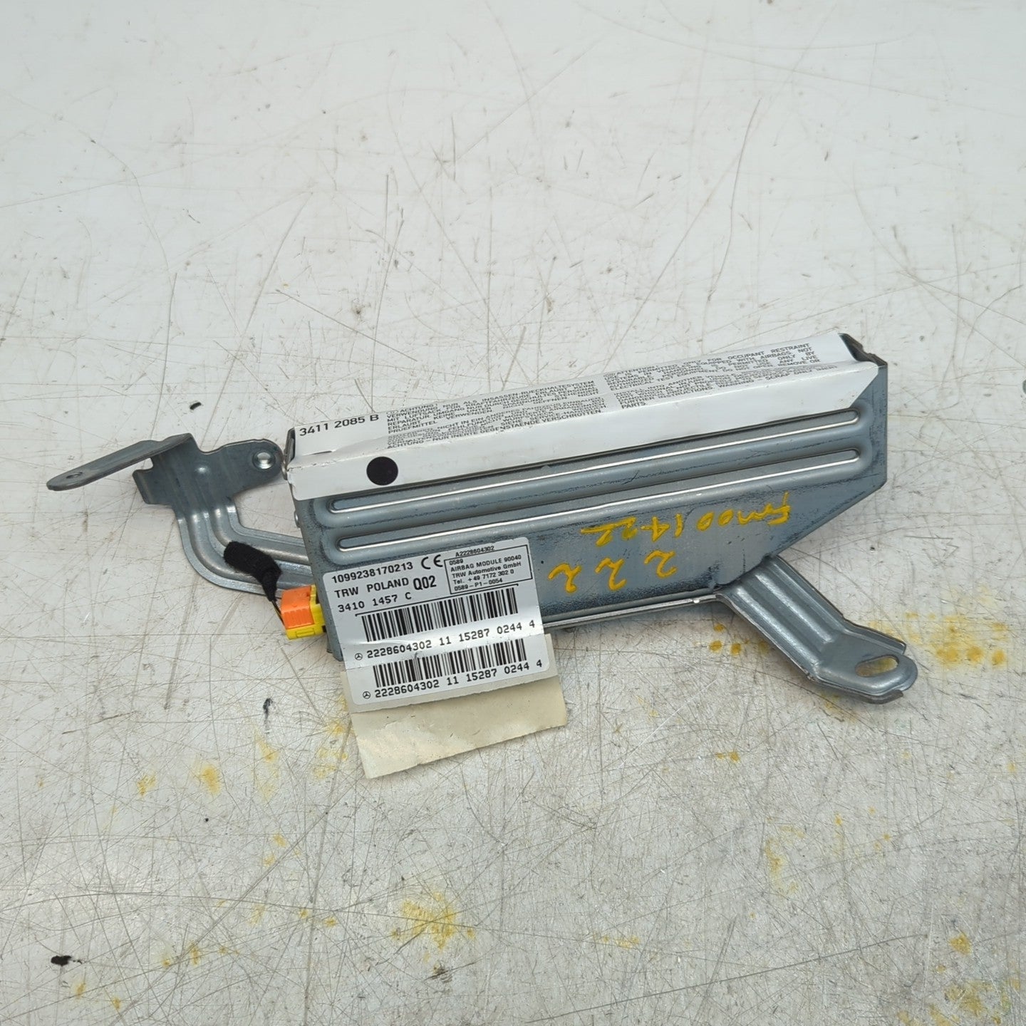 MERCEDES  S-CLASS W222 PASSENGER REAR SIDE  AIRBAG MODULE A2228604302 FM001422
