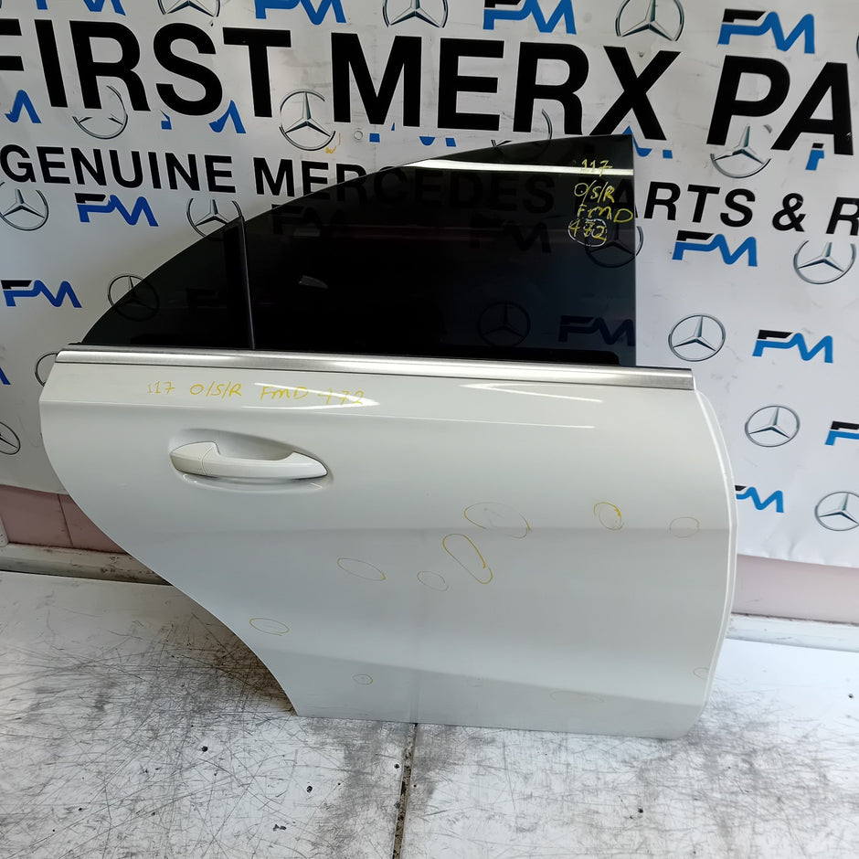 MERCEDES CLA W117 DRIVER REAR DOOR OSR WHITE 2014 COMPLETE FMD472