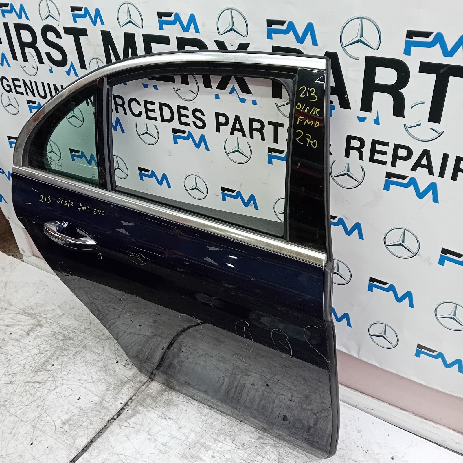 MERCEDES E-CLASS W213 SLN DRIVER REAR DOOR OSR BLUE 2016 ON COMPLETE FMD270