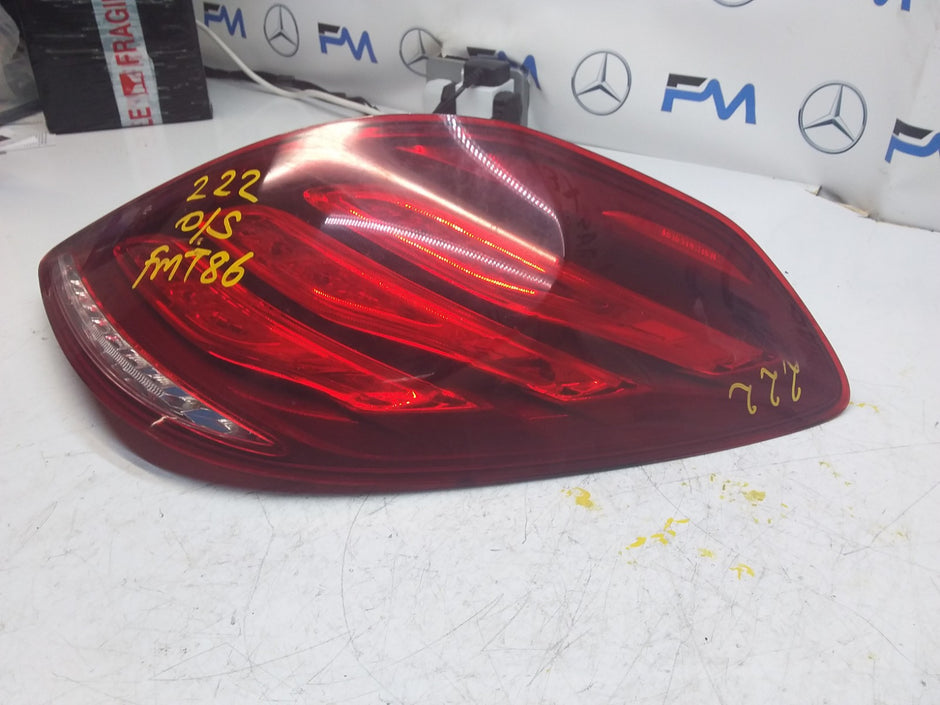 MERCEDES S-CLASS W222 REAR DRIVER O/S TAIL LIGHT A2229065501 2016 FMT86