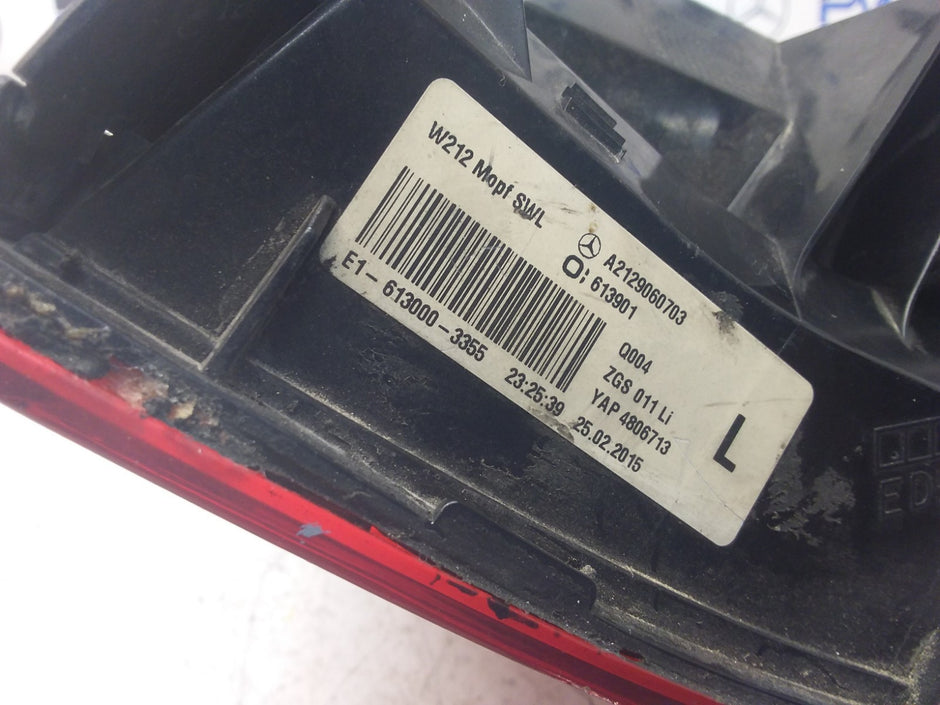 MERCEDES E-CLASS W212 REAR PASSENGER N/S TAIL LIGHT A2129060703 2015 FMT83