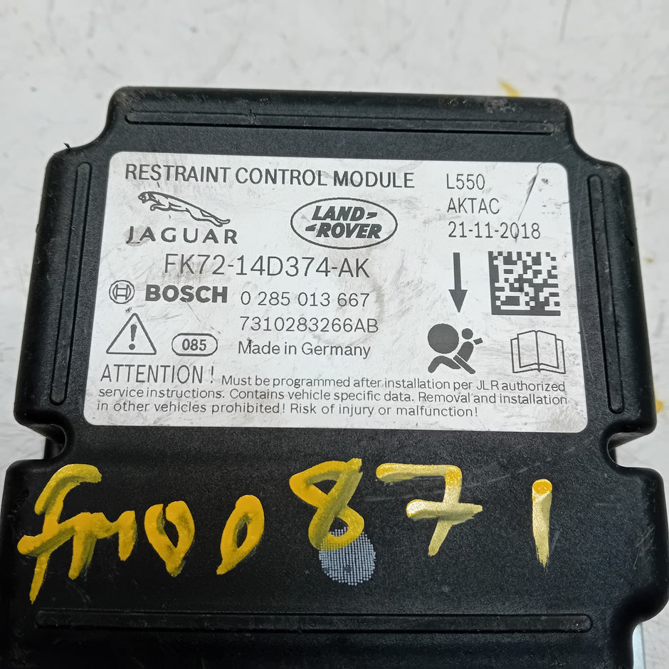 LANDROVER DISCOVERY SPORT 2016 RESTRAINT CONTROL MODULE FK72-14D374-AK FM00871