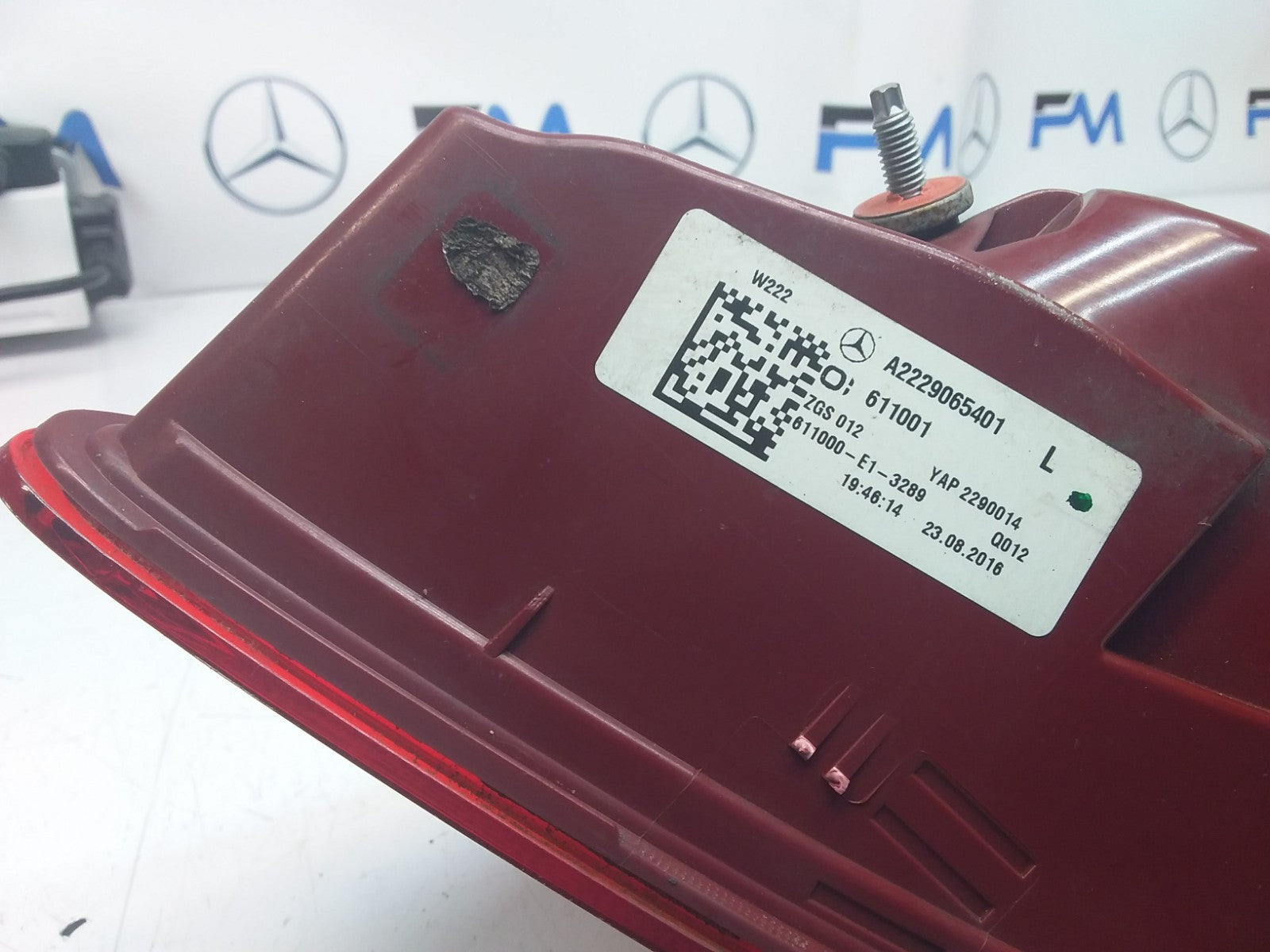 MERCEDES S-CLASS W222 REAR PASSENGER N/S TAIL LIGHT A2229065401 2016 FMT88