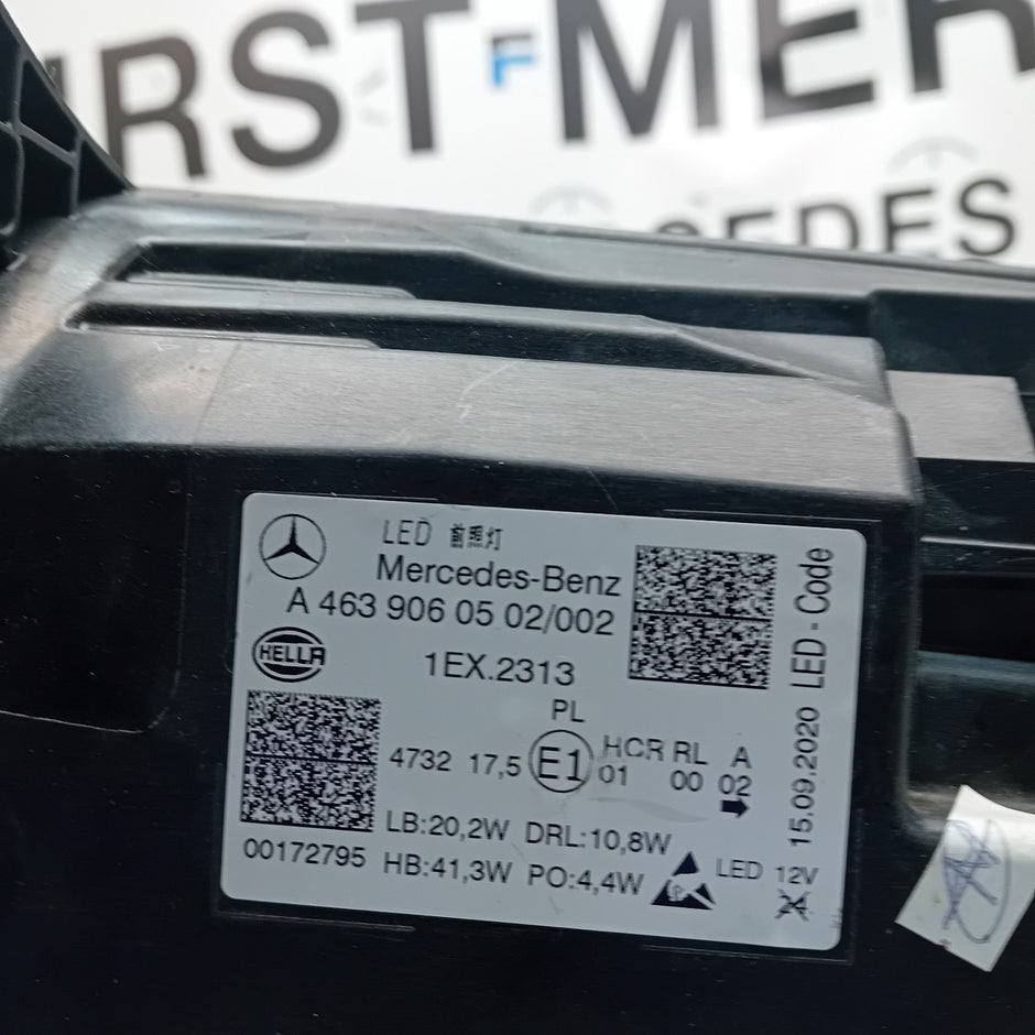 MERCEDES G-CLASS W463 LED PASSENGER SIDE NS HEADLIGHT A4639060502 2020 FMT196