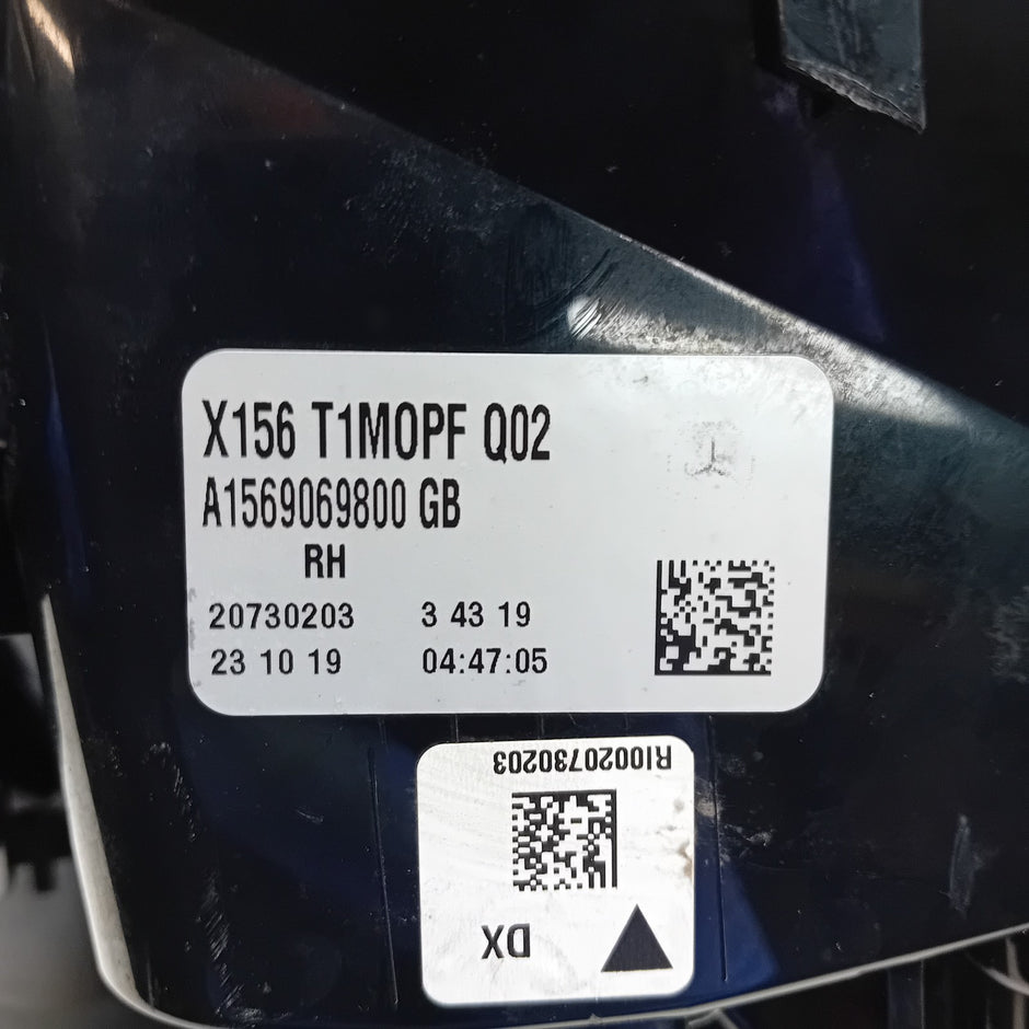 MERCEDES GLA W156 DRIVER SIDE OS REAR TAIL LIGHT A1569069800 2019 FMT167