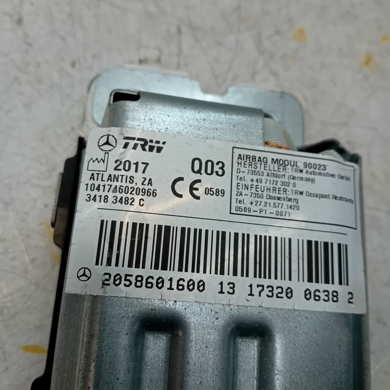MERCEDES BENZ C CLASS W205 OSF DRIVER SIDE KNEE AIRBAG A2058201600 2017 FM001004