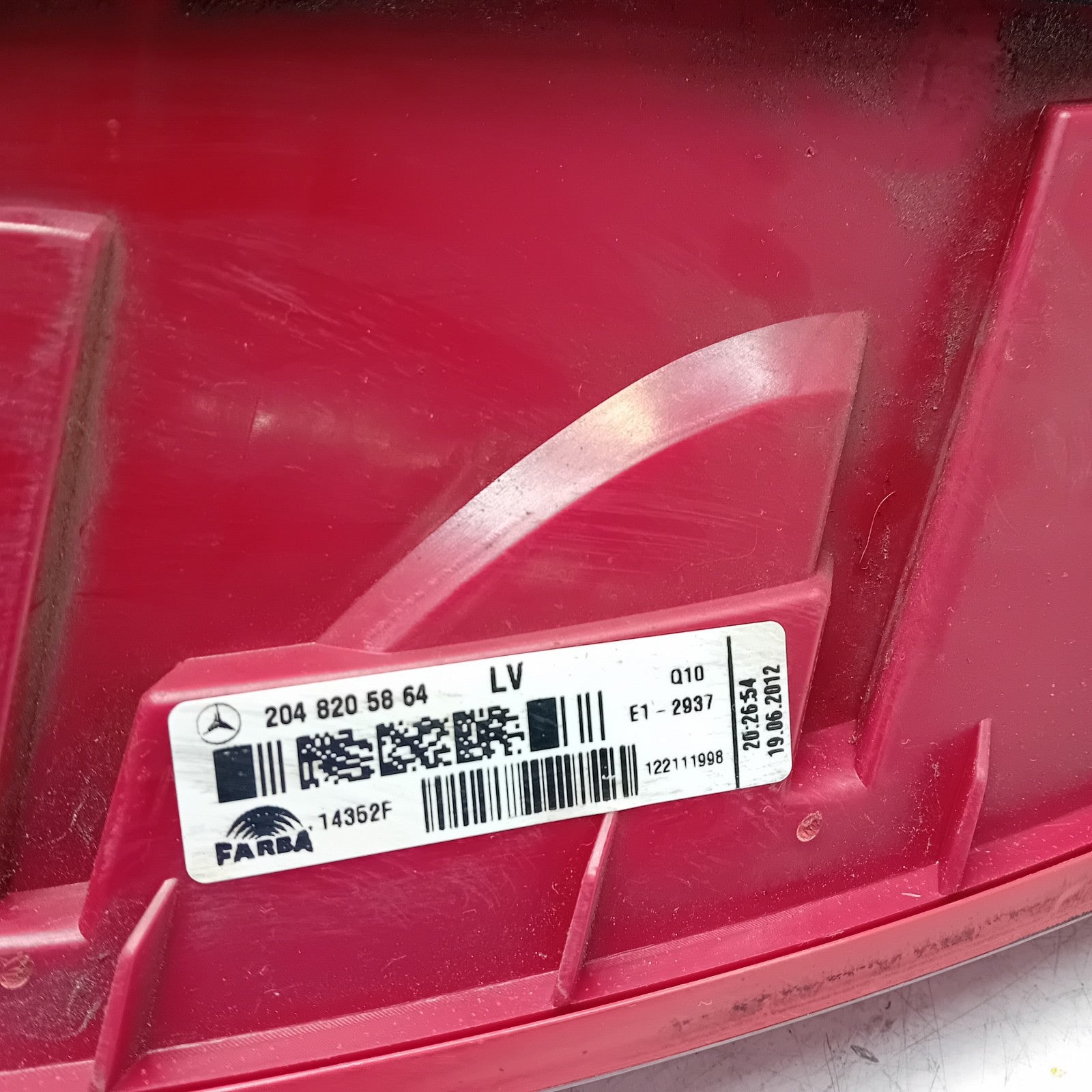 MERCEDES C-CLASS W204 DRIVER SIDE OS REAR TAIL LIGHT A2048205864 2012 FMT121