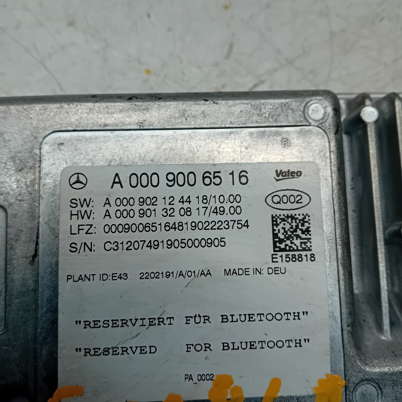 MERCEDES C-CLASS W205 BLUETOOTH PARKING CONTROL A0009006516 FM00869