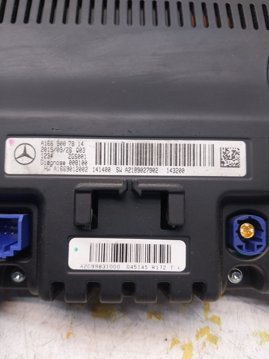 MERCEDES M-CLASS W166 DISPLAY SCREEN A1669007814 2015 FM00720